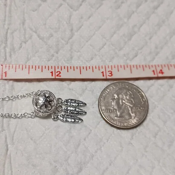 925 Sterling Silver Plated Dream Catcher Necklace - Picture 6 of 11